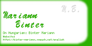 mariann binter business card